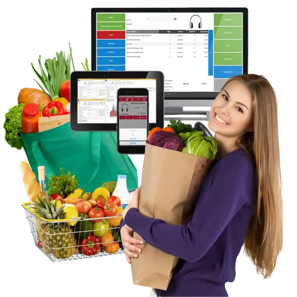 Online grocery shopper across desktop, tablet and mobile
